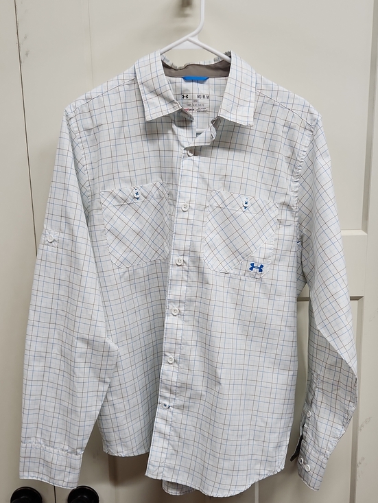 Under Armour Other - Under Armour Heat Gear Men’s White Button-Down Shirt with Blue Plaid